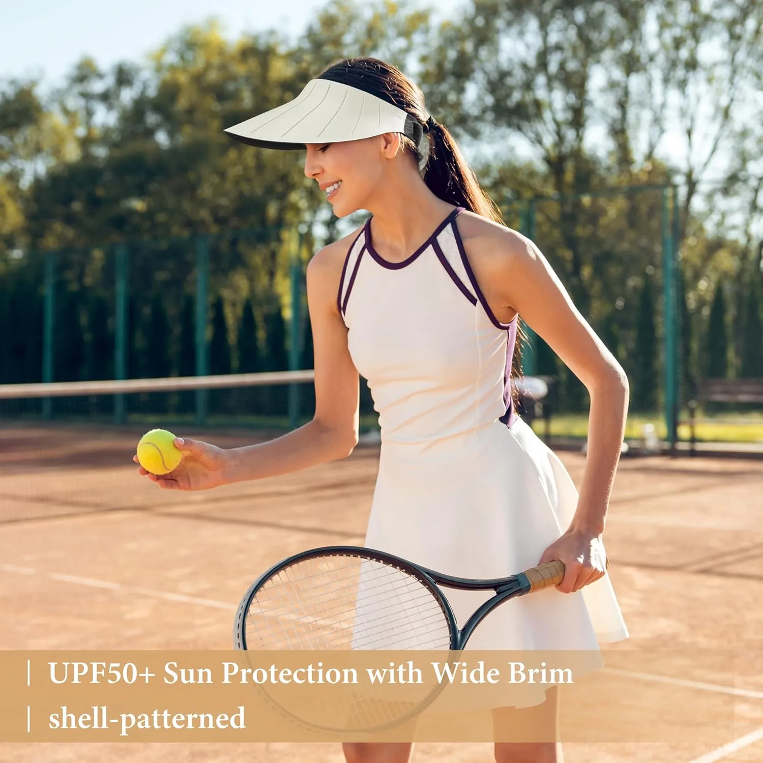 Sun Visor Hat for Women Men Wide Brim UPF50  Packable Seamless Beach Hats Adjustable Ponytail Sun Hats for Outdoor