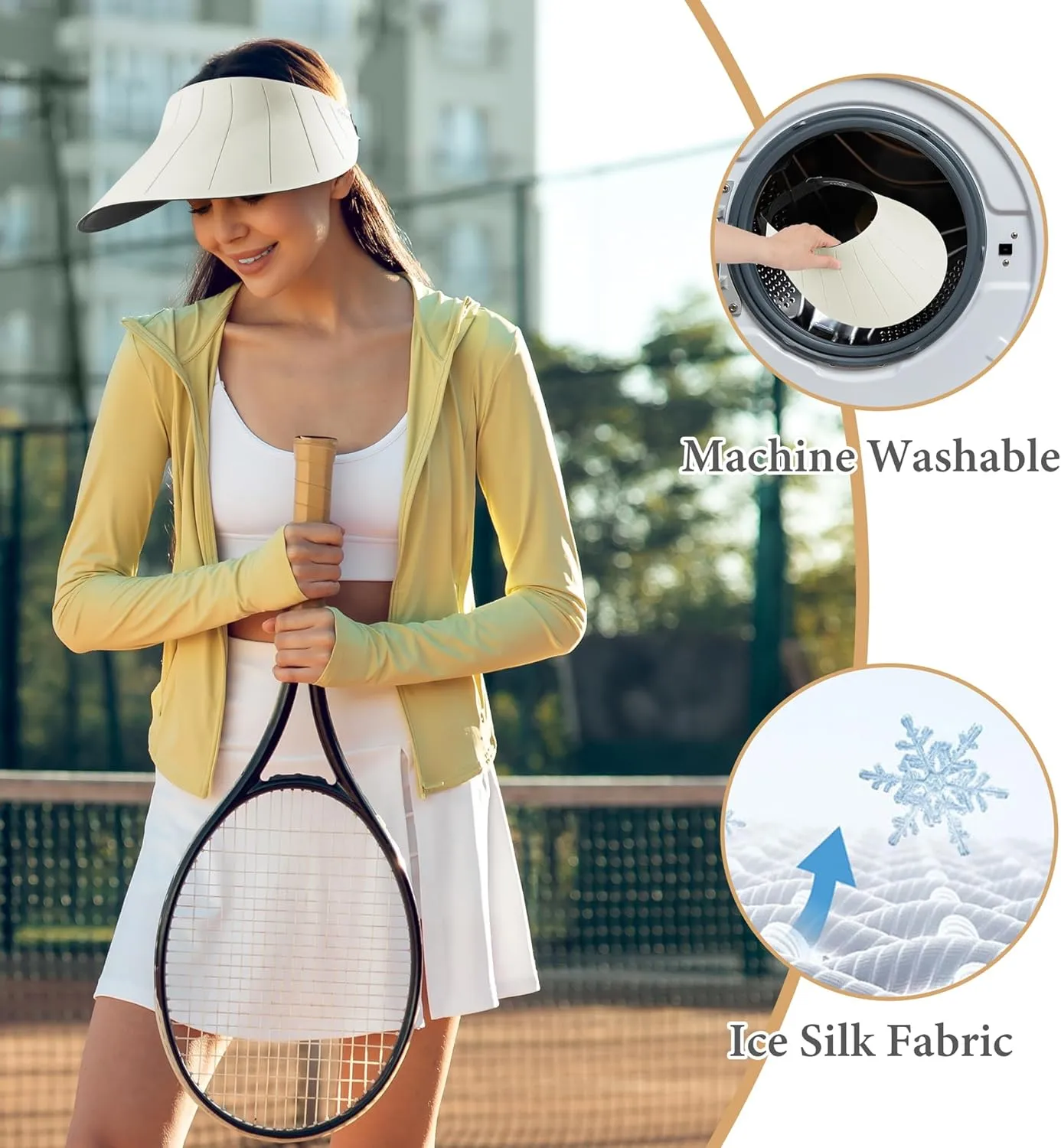Sun Visor Hat for Women Men Wide Brim UPF50  Packable Seamless Beach Hats Adjustable Ponytail Sun Hats for Outdoor