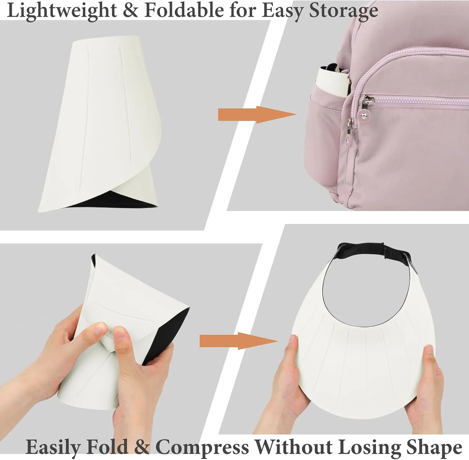 Sun Visor Hat for Women Men Wide Brim UPF50  Packable Seamless Beach Hats Adjustable Ponytail Sun Hats for Outdoor