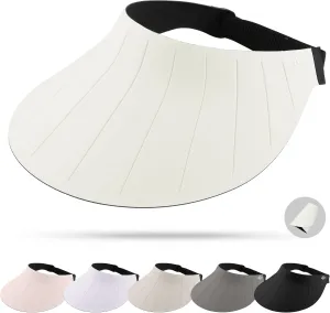 Sun Visor Hat for Women Men Wide Brim UPF50  Packable Seamless Beach Hats Adjustable Ponytail Sun Hats for Outdoor