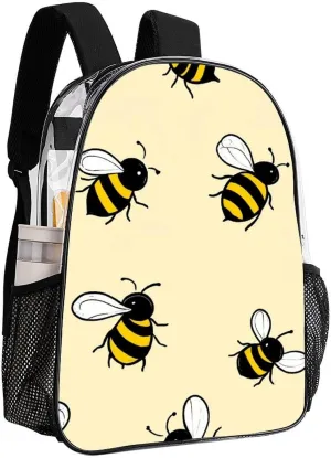Supdreamc Lightweight Daypack Backpack for Sports Travel Running - Large Capacity Multipurpose Transparent Bookbag, Cute Bee Pattern Laptop Backpack Daypack