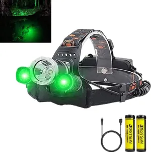 Super Bright LED 50000 Lumens Headlamp Green Light USB Rechargeable White & Green Hunting Headlight IPX4 Waterproof Zoomable Work Head Torch Head lamp for Camping,Hiking