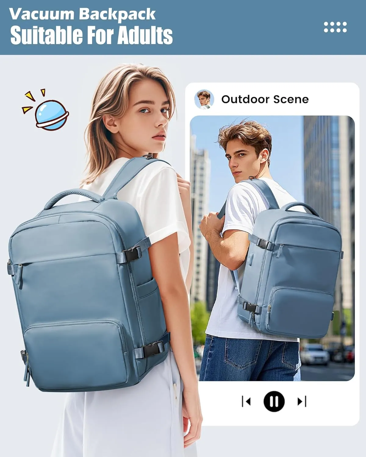 suradar Vacpack Backpack with Vacuum Seal Backpack Travel Airback Backpack with Pump Laptop Compression Backpacks