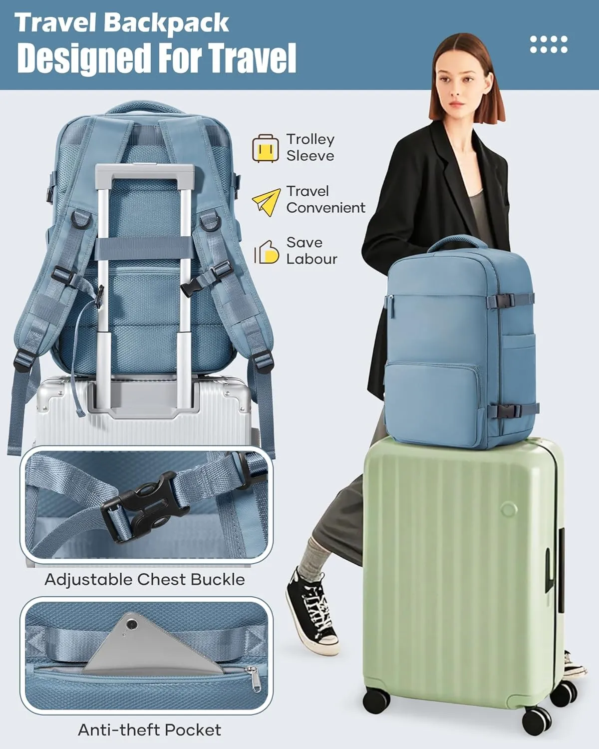 suradar Vacpack Backpack with Vacuum Seal Backpack Travel Airback Backpack with Pump Laptop Compression Backpacks