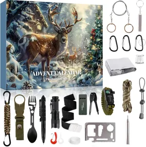 Survival Kit Advent Calendar for Men - Mens Advent Calendar 2024 Survival Tools for Adult Teen 24 Days Christmas Countdown - 2024 Xmas Holiday Surprise Gift for Outdoor Enthusiasts