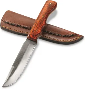 Szco Supplies Full Tang Hunting Knife - 9.6" Fixed Blade with Wood Handle & Leather Sheath - Made from Genuine File