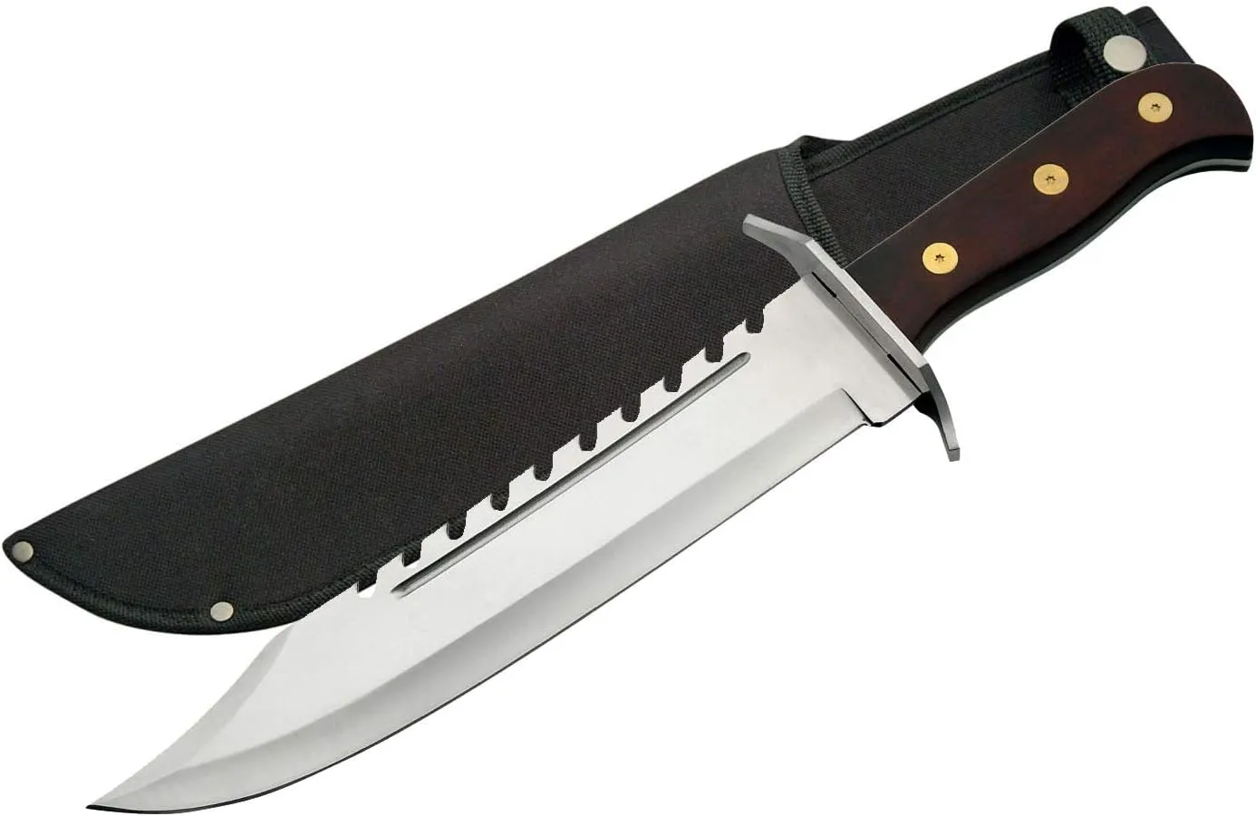SZCO Supplies Gator Back Bowie Knife with Sawback Spine, Stainless Steel Blade, Pakkawood Handle & Nylon Sheath – Large Hunting Knife for Outdoors & Survival