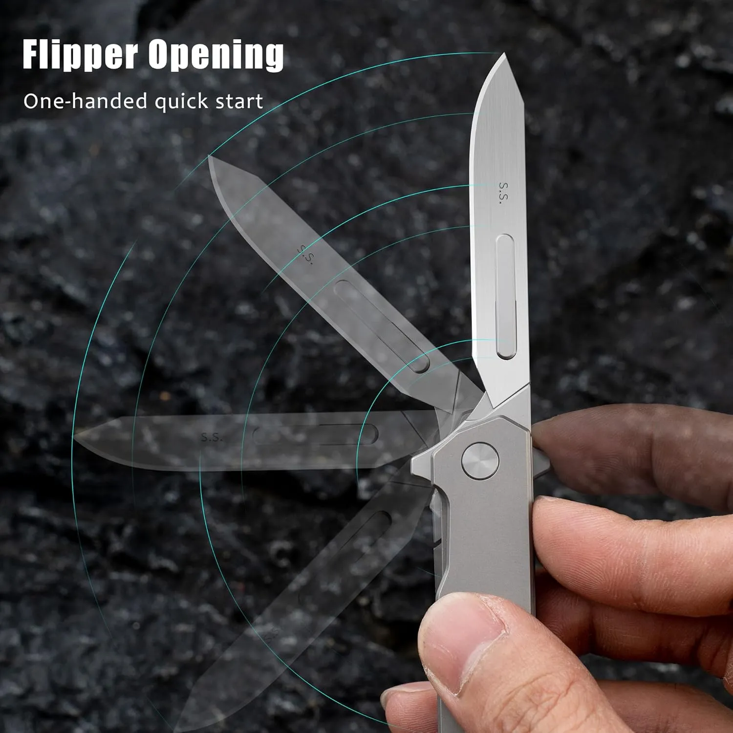 T058 Folding Scalpel Knife with 10pcs #60 blades,Titanium alloy Handle with Frame Lock, Utility EDC Pocket Knife with Back Clip
