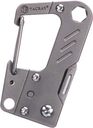 TACRAY Titanium Multi-Function EDC Carabiner Keychain,Anti-Lost Hook,with Pocket Knife,Hex Screwdriver,Easy to Carry