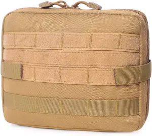 Tactical First Aid Kit 1000D Pouch Emergency Survival Gear Bag Backpack Attachment Medical Pocket Tool for Military Camping Outdoor Travel Hiking Camping, Khaki