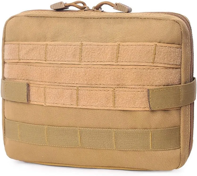 Tactical First Aid Kit 1000D Pouch Emergency Survival Gear Bag Backpack Attachment Medical Pocket Tool for Military Camping Outdoor Travel Hiking Camping, Khaki