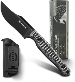 Tactical Knife Fixed Blade, 8" Survival Knife with Sheath D2 Steel G10 Handle for Camping, Hunting