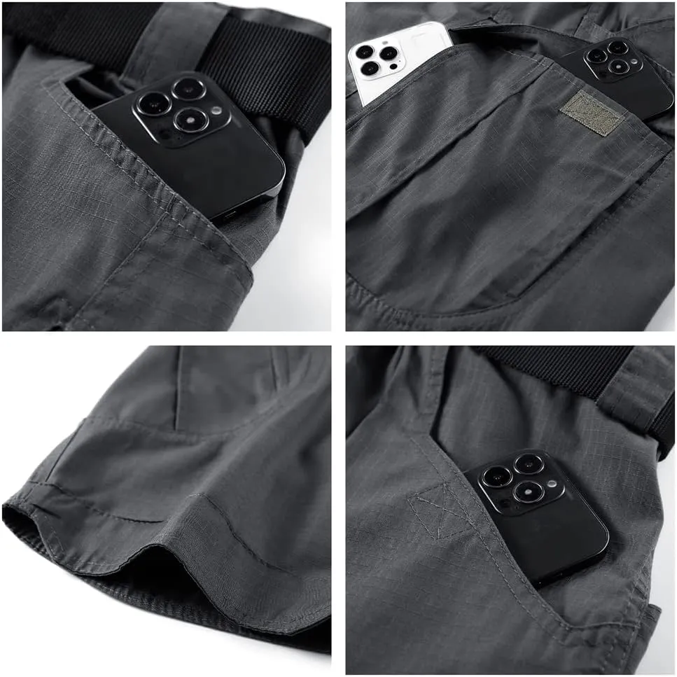 Tactical Work Shorts for Men Outdoor Casual Military Combat Hiking Cargo Shorts with Multi-Pocket (No Belt)