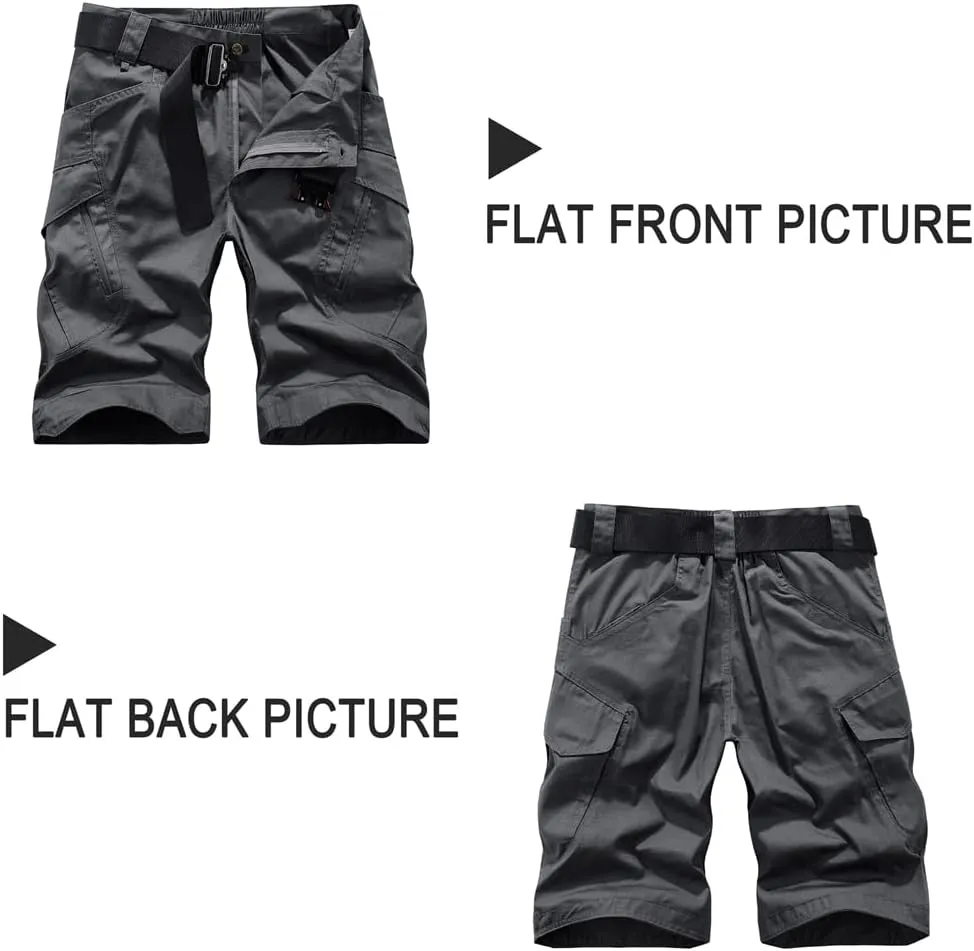 Tactical Work Shorts for Men Outdoor Casual Military Combat Hiking Cargo Shorts with Multi-Pocket (No Belt)