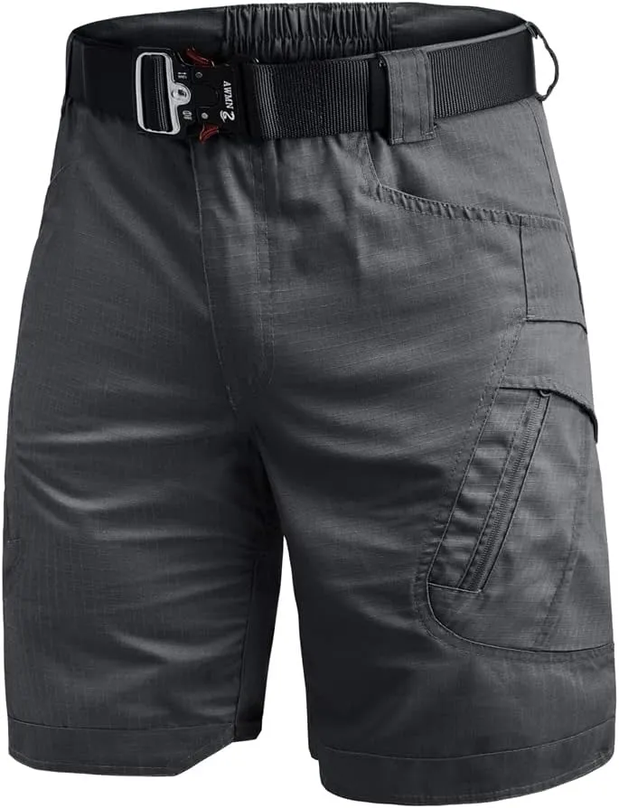 Tactical Work Shorts for Men Outdoor Casual Military Combat Hiking Cargo Shorts with Multi-Pocket (No Belt)