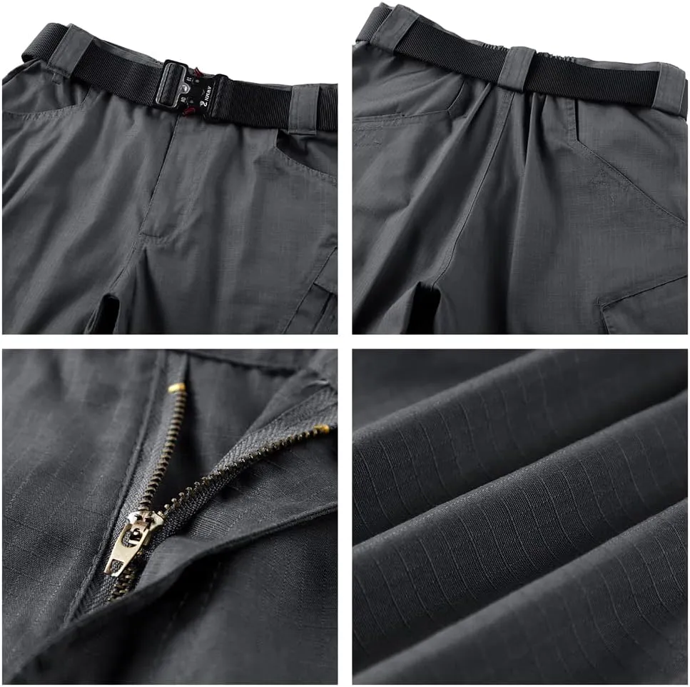 Tactical Work Shorts for Men Outdoor Casual Military Combat Hiking Cargo Shorts with Multi-Pocket (No Belt)