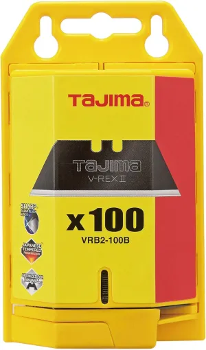 Tajima VRB2-100B V-REX II Premium Tempered Steel Utility Knife Blades, 100-Pack