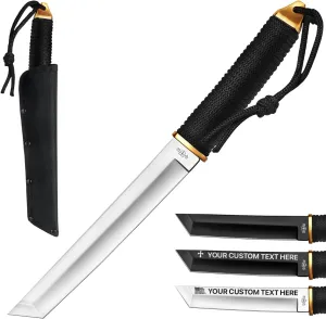 Tanto Knife with Sheath - 3  Colors - 5.9" Fixed Full Tang Mirror Polished Blade - Cool Tactical Knives with Black Paracord Handle - for Hunting Camping Military Survival Hiking Work 2307 Silver