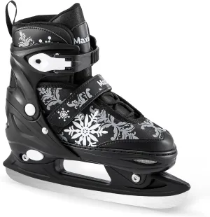 TaroKitc Snowflake Ice Skates for Kids Boys Girls, Fun Beginner Ice Skating Shoes for Outdoor and Rink, 4 Sizes Adjustable Skates, Soft and Comfortable Lining Ice Skating Shoes 5-12 Beginner and Youth