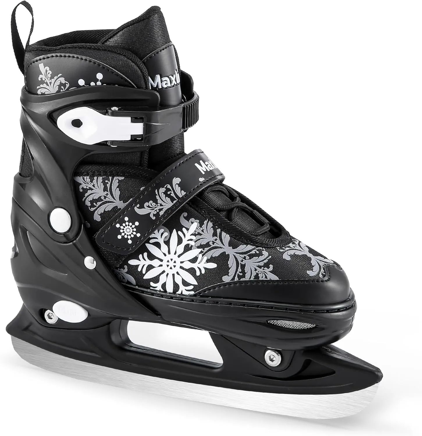 TaroKitc Snowflake Ice Skates for Kids Boys Girls, Fun Beginner Ice Skating Shoes for Outdoor and Rink, 4 Sizes Adjustable Skates, Soft and Comfortable Lining Ice Skating Shoes 5-12 Beginner and Youth