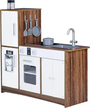 Teamson Kids Little Chef Palm Springs Classic Kids Play Kitchen with 6 Accessories, Natural/White