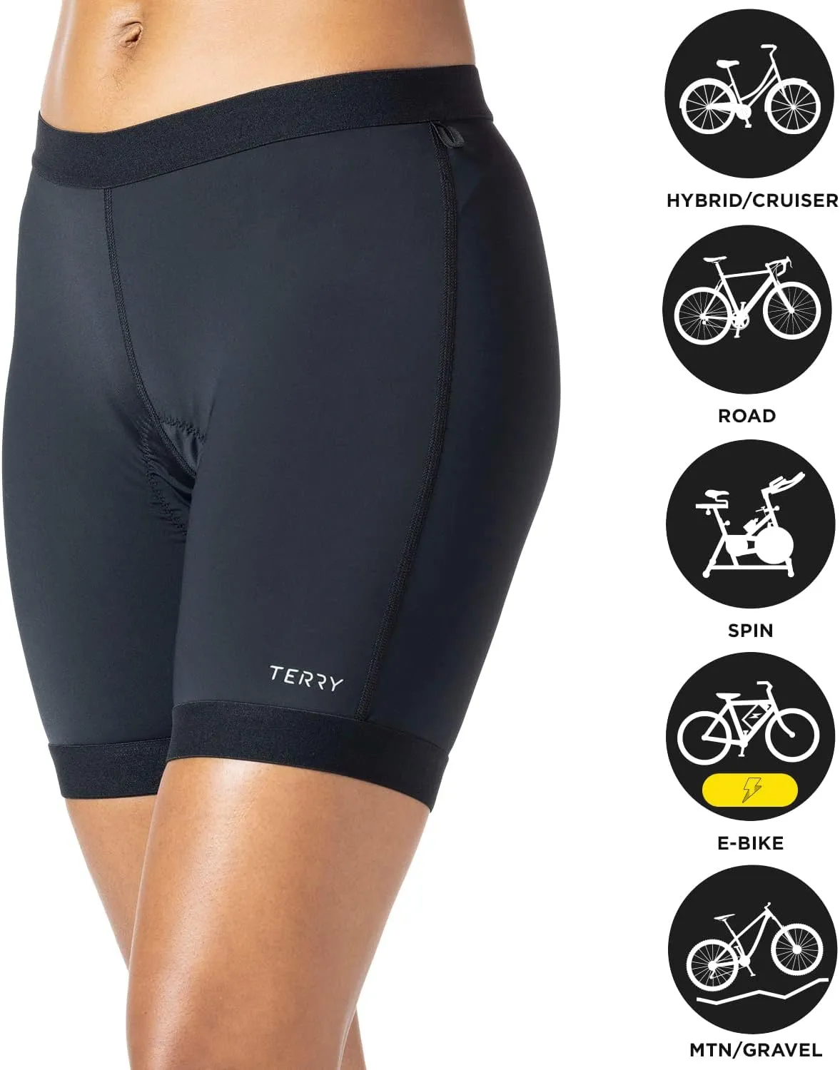 Terry Cycling Universal 5" Bike Liner Shorts for Womens Padded Cycling Shorts with Bike Chamois Bike Underwear Women