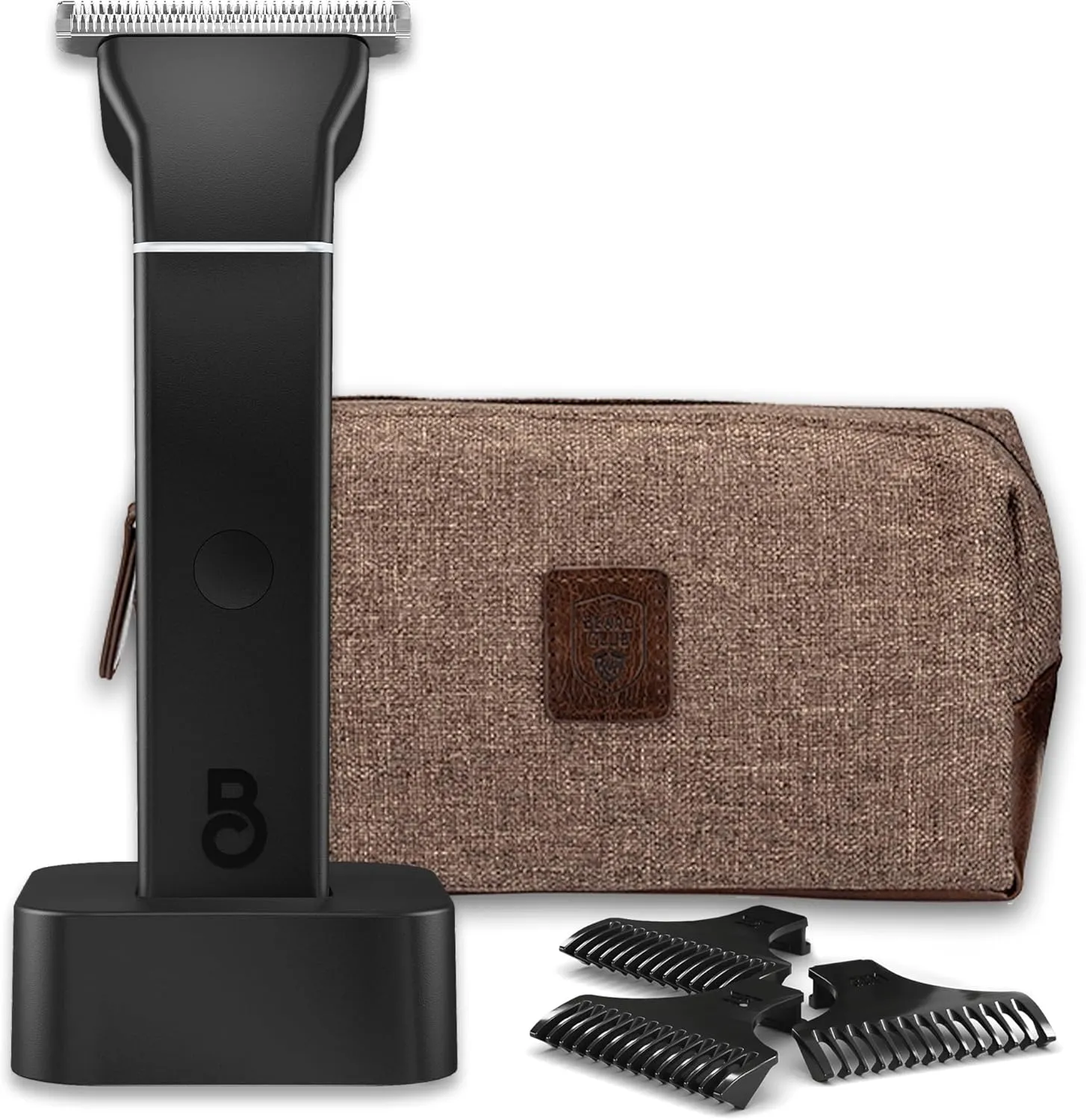 The Beard Club Groin & Body Hair Trimmer for Men & Travel Bag - Ceramic Blade Pubic Hair Trimmer, Man Electric Waterproof Cordless USB Rechargeable No Nick Ball Shaver & Body Groomer