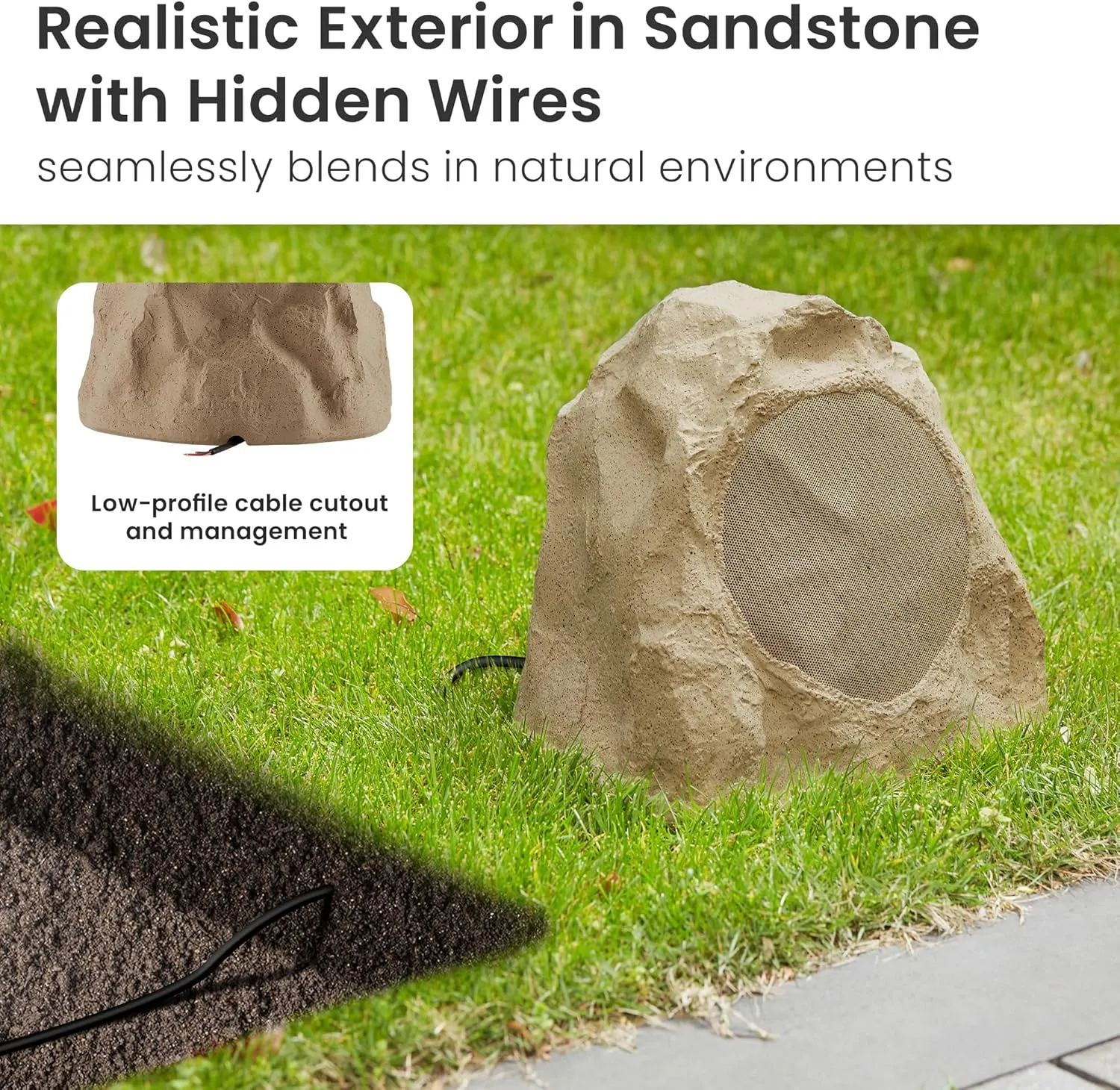 Theater Solutions 2R8S Outdoor Sandstone 8" Rock 2 Speaker Set for Deck Pool Spa Yard Garden