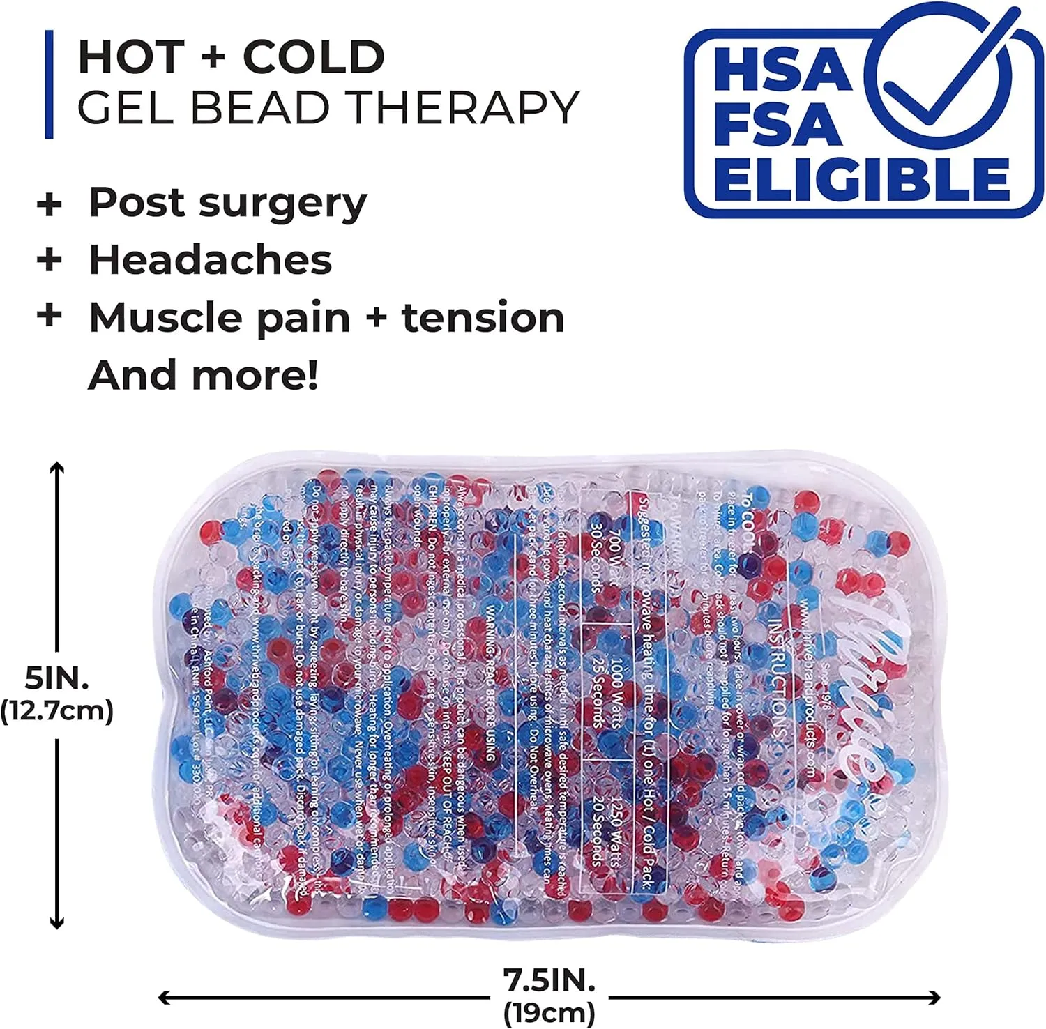 Thrive Reusable Gel Ice Pack for Injuries (2-Pack), FSA and HSA Approved, Flexible Hot and Cold Compress for Knees, Ankles, Arms, and Back