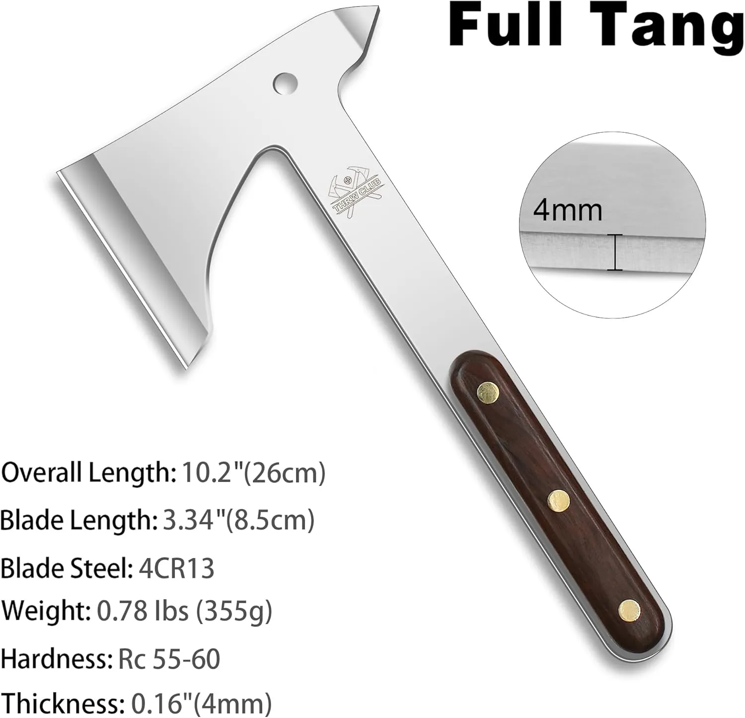 Throwing Axes 2 Pack Set, 10.2" Throwing Axes and Tomahawks Full Tang Stainless Steel with Woodle Handle and Nylon Sheaths, Perfect for Axe Throwing Game, Competition and Recreation