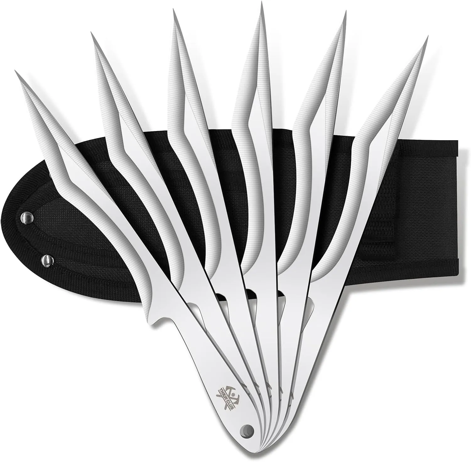 Throwing Spikes 6-Pack Set, 10" Length, 0.236" Thickness, Full Tang Stainless Steel Design, Well-Balanced for No Spin Throwing Set, Complete with Nylon Sheaths for Recreation and Competition