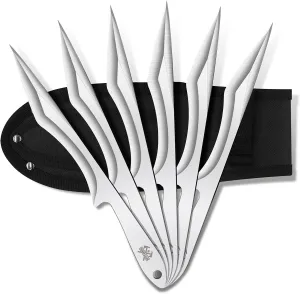 Throwing Spikes 6-Pack Set, 10" Length, 0.236" Thickness, Full Tang Stainless Steel Design, Well-Balanced for No Spin Throwing Set, Complete with Nylon Sheaths for Recreation and Competition