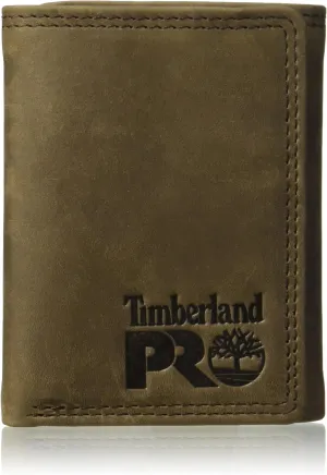 Timberland PRO Men's Leather RFID Trifold Wallet with Id Window