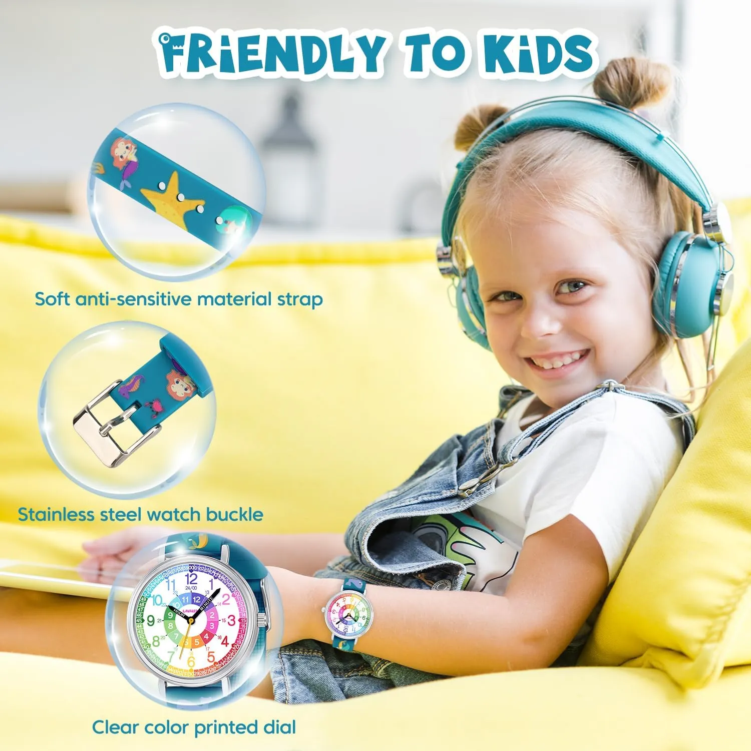 Time Teacher Kids Watch for Children Girls Boys,3D Cartoon Waterproof Analog Watches for Girls Ages 3-12,Toddler First Watch,Educational Teaching Kids Watch Gifts with Easy to Read Dial