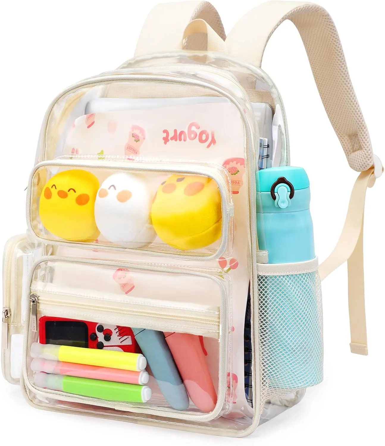 TINYAT Clear Backpack Heavy Duty Transparent backpack Large Capacity See Through Bags Stadium Approved for Concerts, Sports