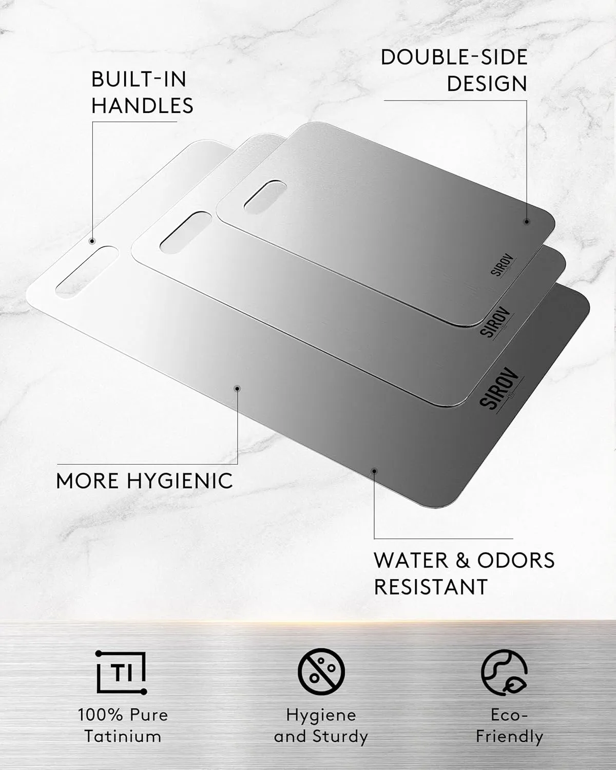 Titanium Cutting Board, 100% Pure Titanium Cutting Boards For Kitchen, Best Non Toxic titanium chopping board, Dishwasher safe, Hygiene and Durability for Meat, Fruit, and Vegetables (16L*10W)