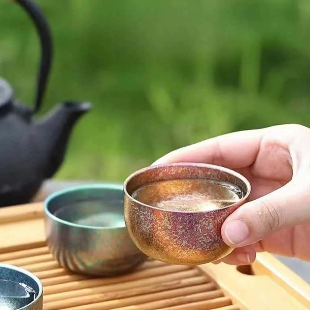 Titanium Small Tea Cup Outdoor Camping Tea Brewing Cup Tea Pot Cup Double Walled Cups Dishwasher Safe Coffee Cup for Camping Travel