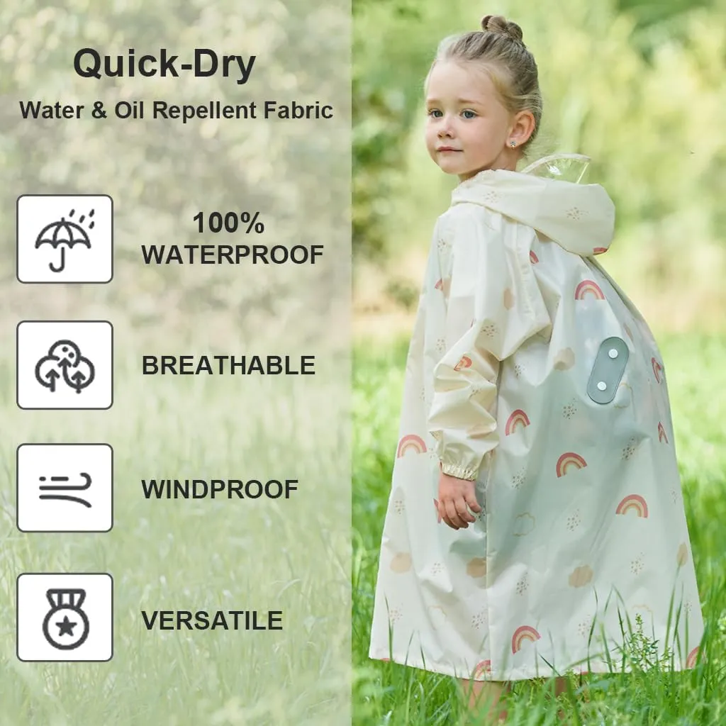 Toddler Kids Raincoat Boys Girls Rain Jacket Lightweight Rain Poncho Waterproof Outwear Rainwear