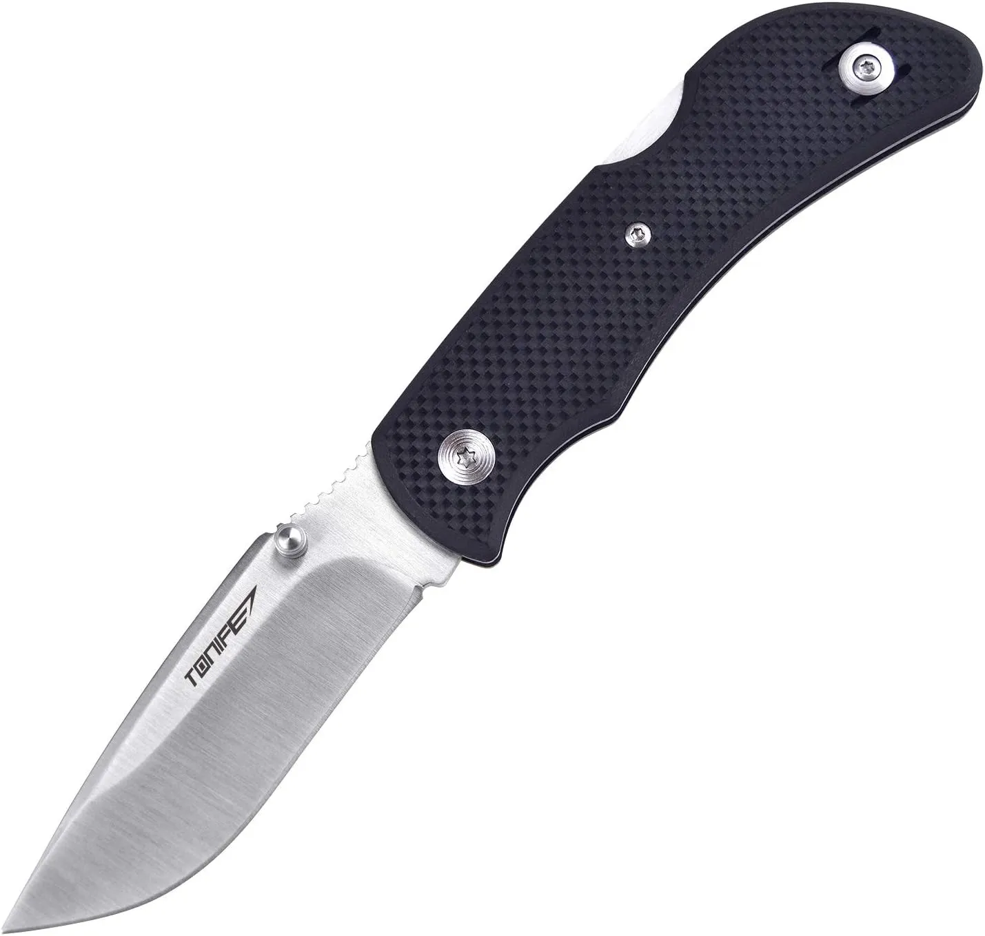 TONIFE Hippo Folding Pocket Knife with Aus-8 Stainless Blade Hunting Outdoor Camping Knife with Nonslip G10 Handle EDC Pocketclip (black)