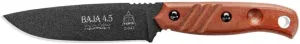 Tops Knives Baja 4.5 Reserve Edition Full Tang fixed Blade- Black Traction Coating Blade Finish- Brown Leather Sheath w/Belt Loop (Tan Canvas Micarta)