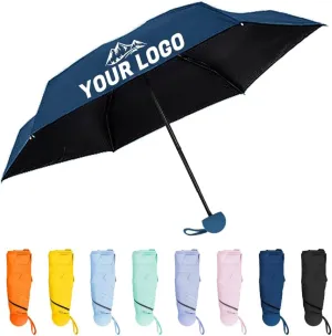TopTie Custom Mini Travel Umbrella, Add Your Name Logo on Compact Umbrella for Sun & Rain