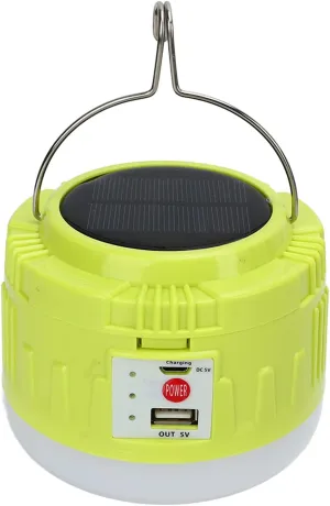Topyond Solar Camping LED Bulb Light,Rechargeable Tent Lamp Lantern with Hook, Yellow, for Outdoor Camping Tent Use, Solar Powered Tent Light with Convenience Hook