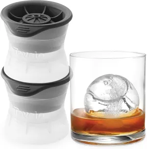 Tovolo Tennis Ball Shaped Ice Molds, Set of 2 - Large Ice Mold Gift Set - Sports Themed Unique Ice Mold Chills Drinks - Odor-Free Freezer Storage, Dishwasher-Safe with Silicone Plunger