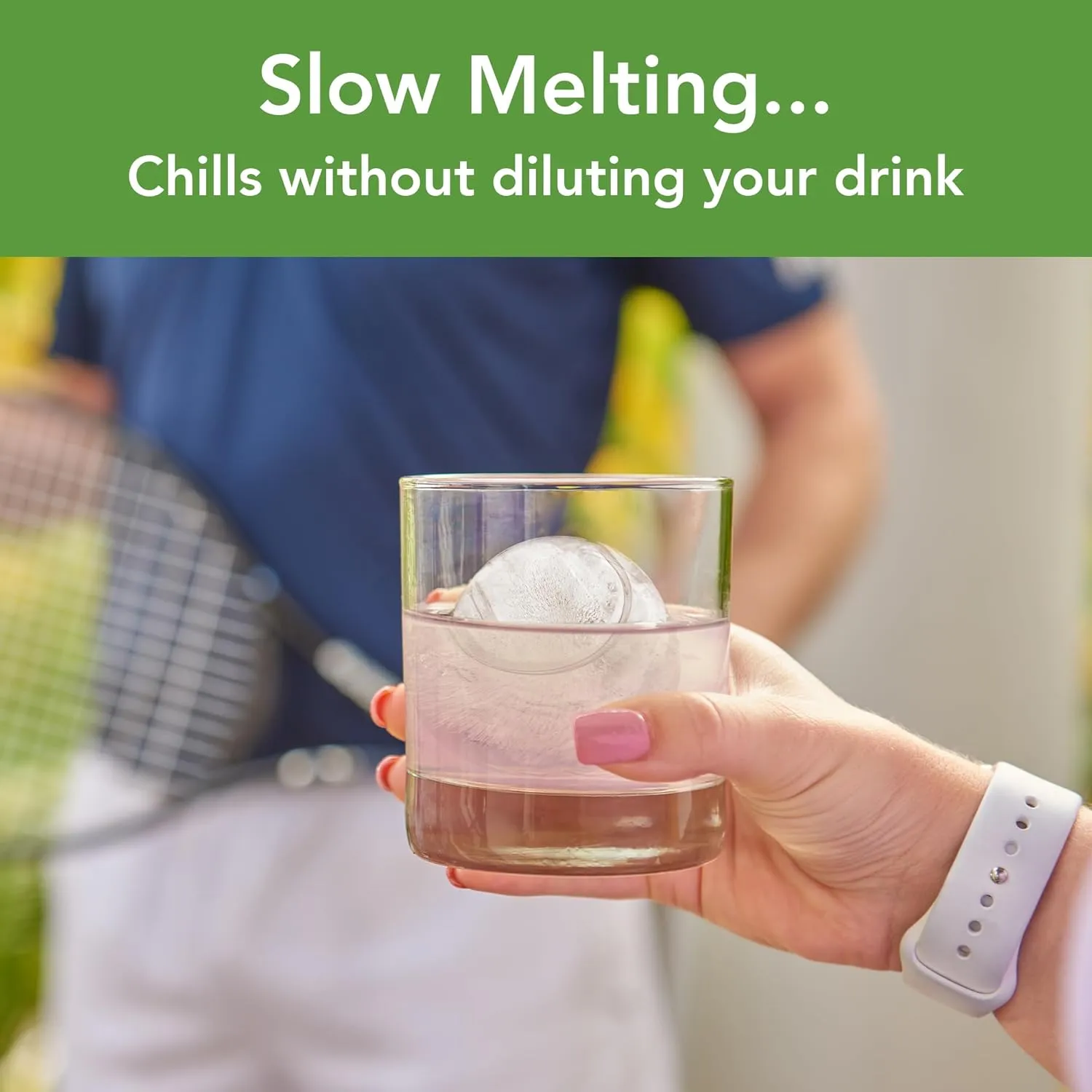 Tovolo Tennis Ball Shaped Ice Molds, Set of 2 - Large Ice Mold Gift Set - Sports Themed Unique Ice Mold Chills Drinks - Odor-Free Freezer Storage, Dishwasher-Safe with Silicone Plunger