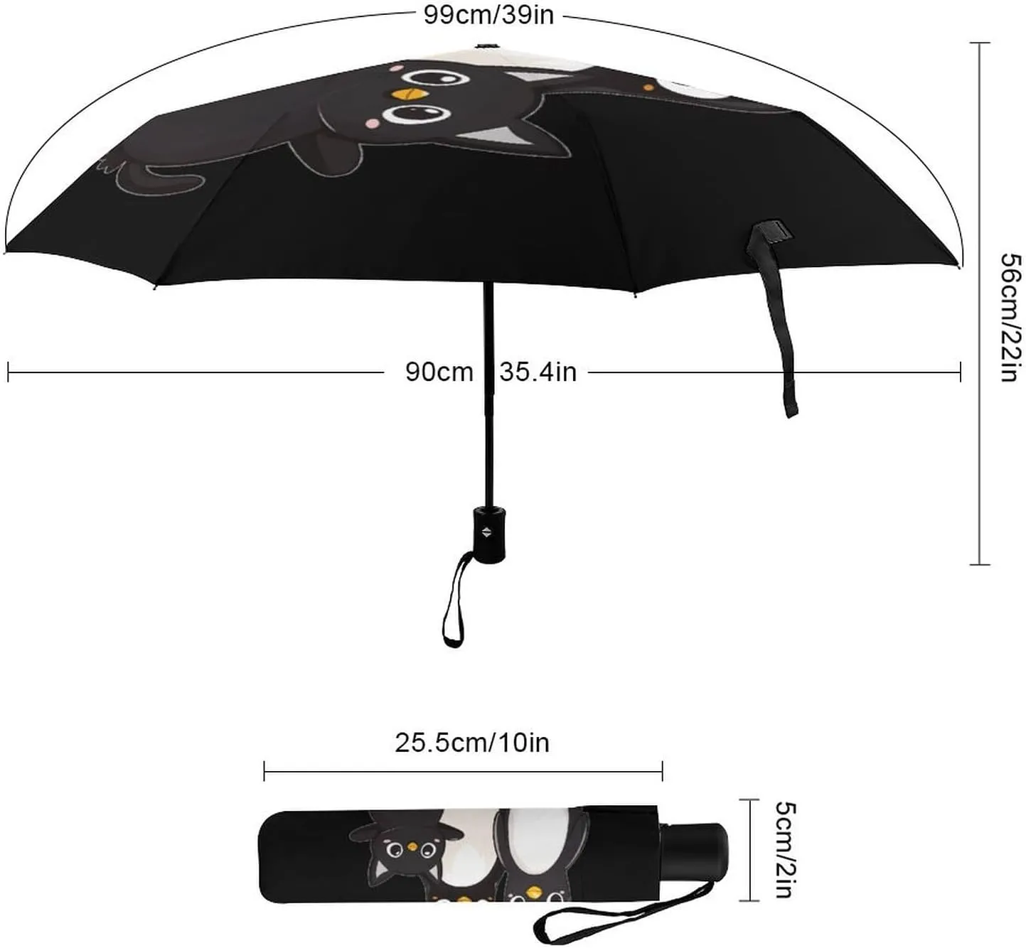 Traitor Penguins Cats Tri-fold Reverse Folding Umbrella Portable Travel Umbrella Automatic & Manual Windproof Umbrellas