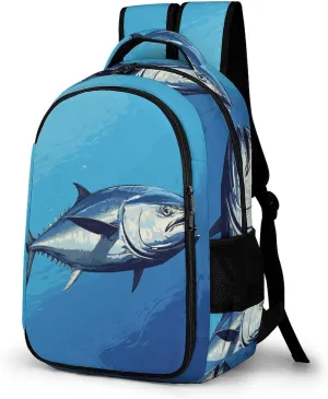 Travel Backpack for Men Women Casual Daypack Colorful Tuna Laptop Backpack Computer Bag Lightweight Shoulder Bag