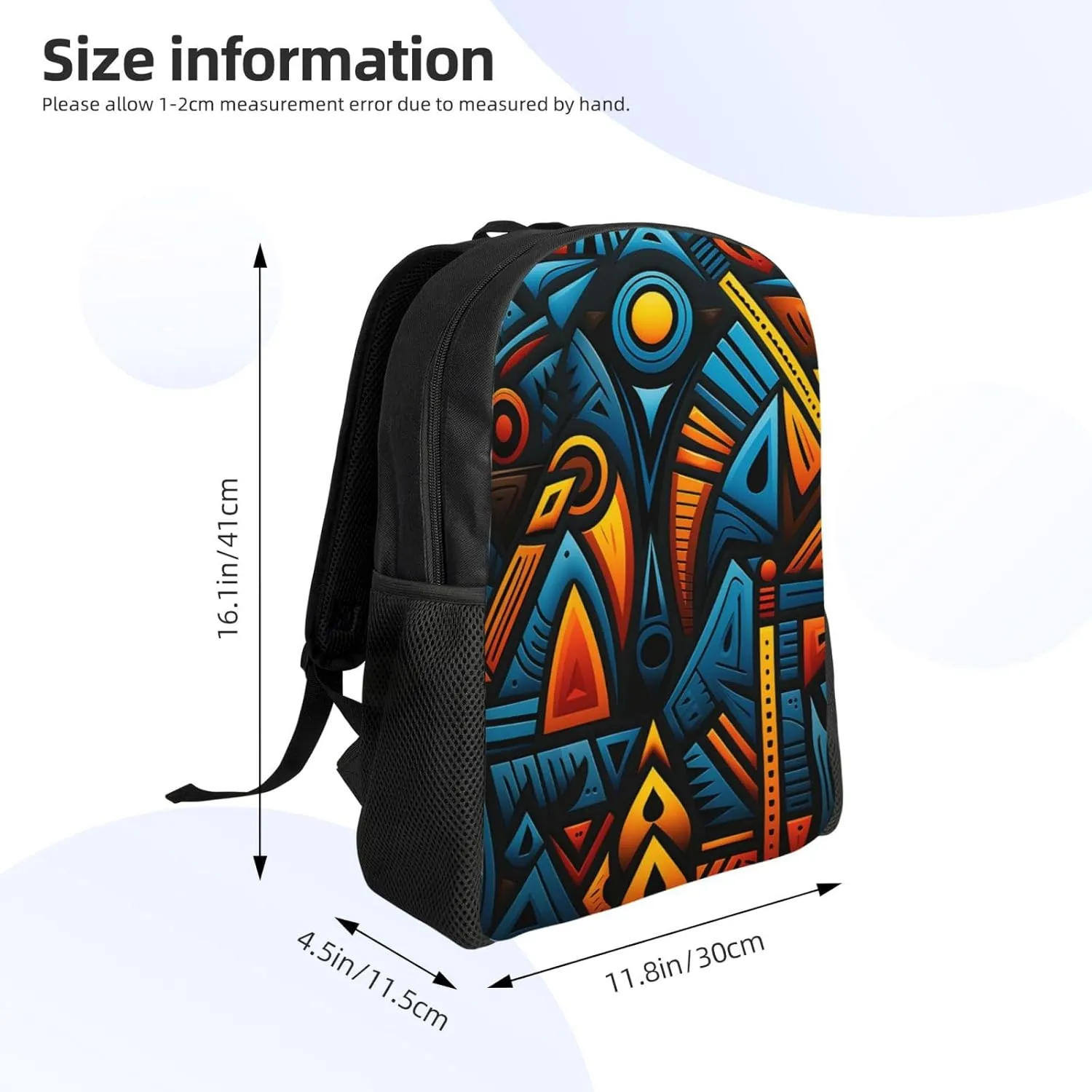 Travel Backpack for Women Men Carry On Backpack Waterproof 15.6inch Laptop Backpack African style textile pattern