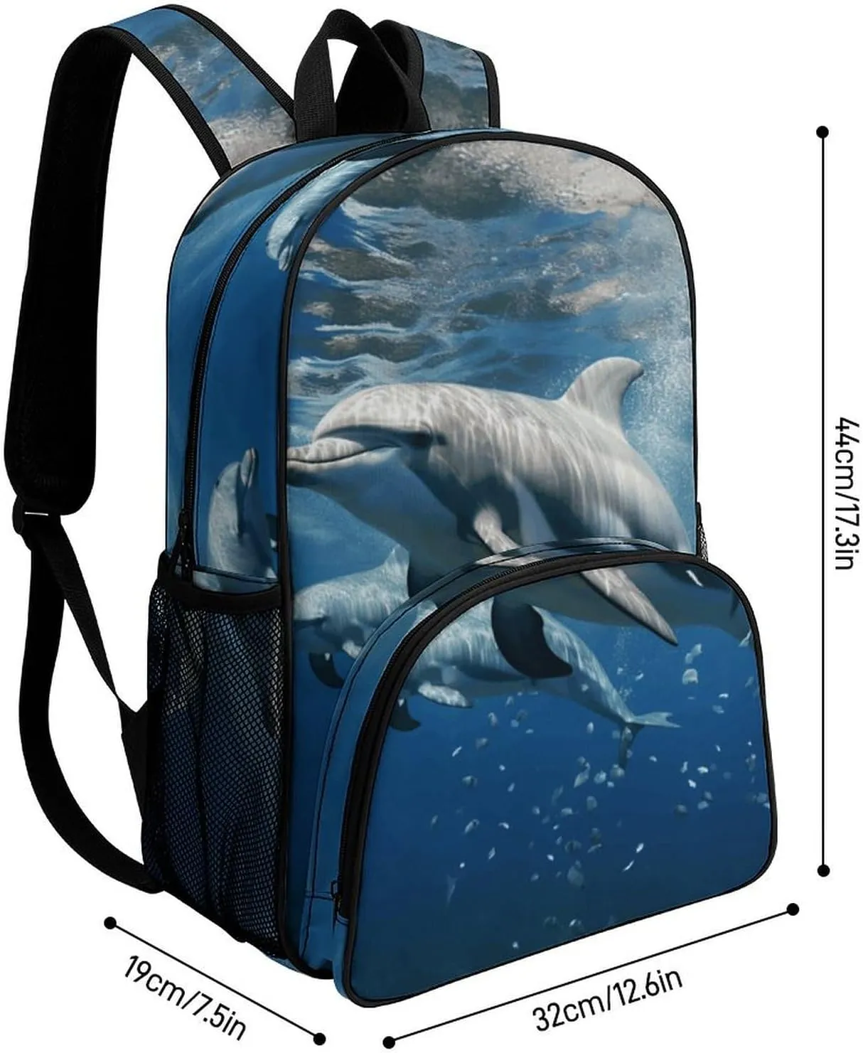 Travel Backpack for Women Men Lightweight 17 Inch Laptop Bag Cute Dolphins Backpack Casual Daypack