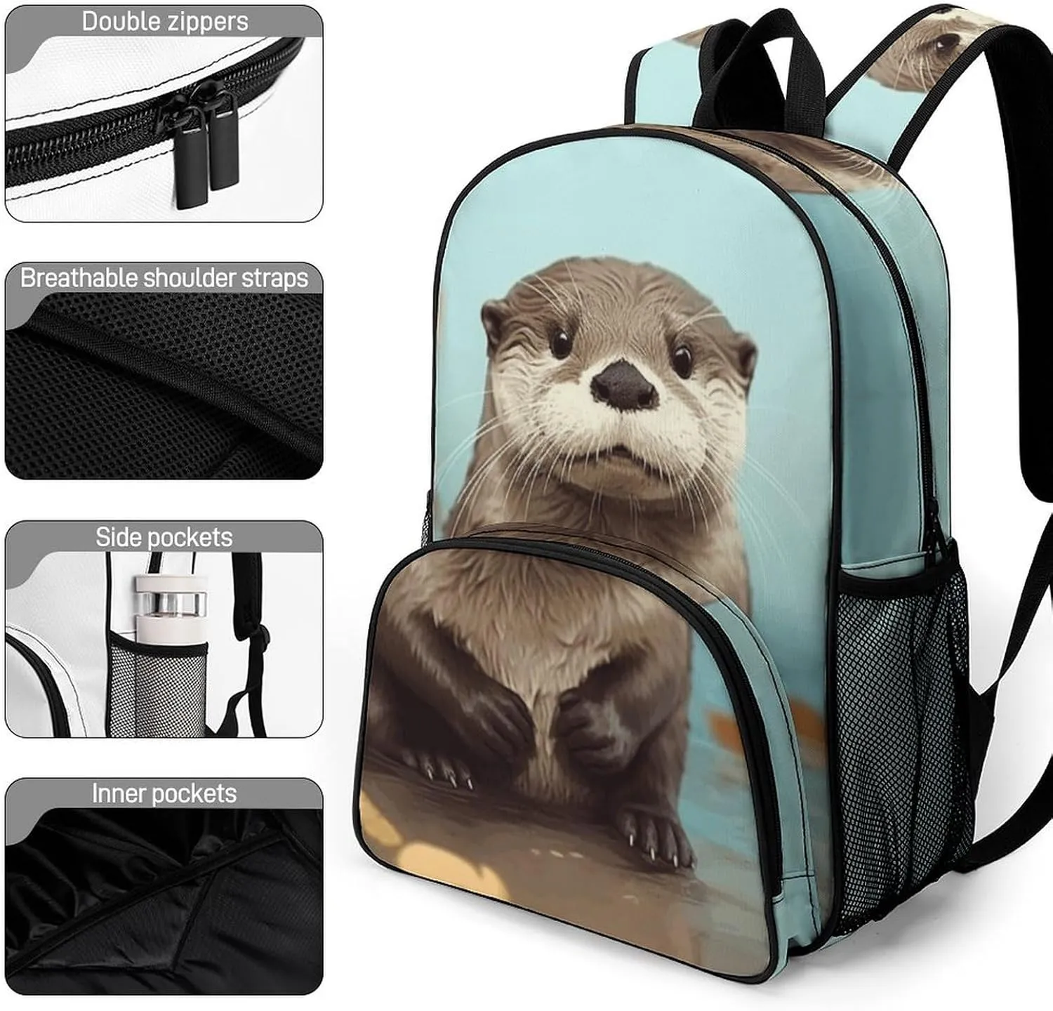 Travel Backpack for Women Men Lightweight 17 Inch Laptop Bag Cute Otter Backpack Casual Daypack