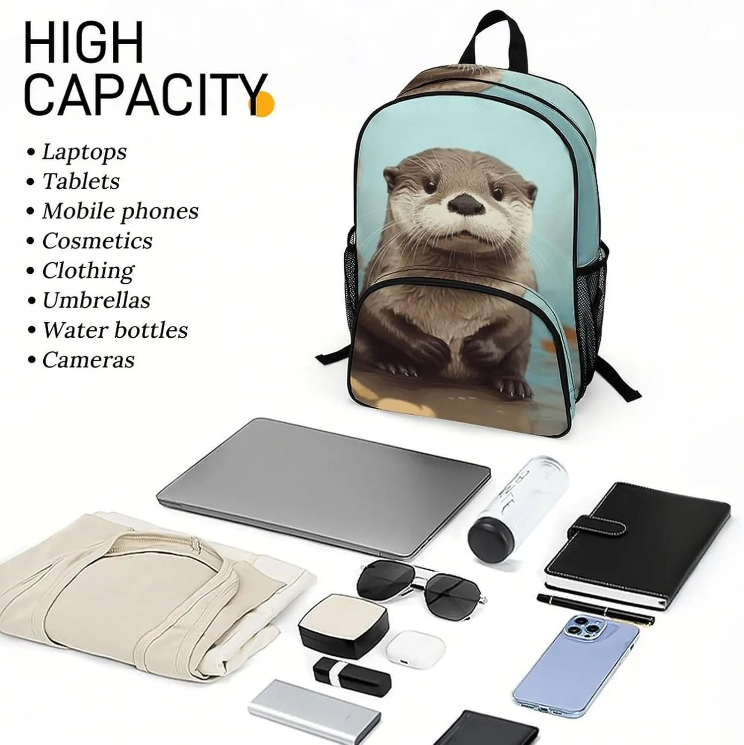 Travel Backpack for Women Men Lightweight 17 Inch Laptop Bag Cute Otter Backpack Casual Daypack